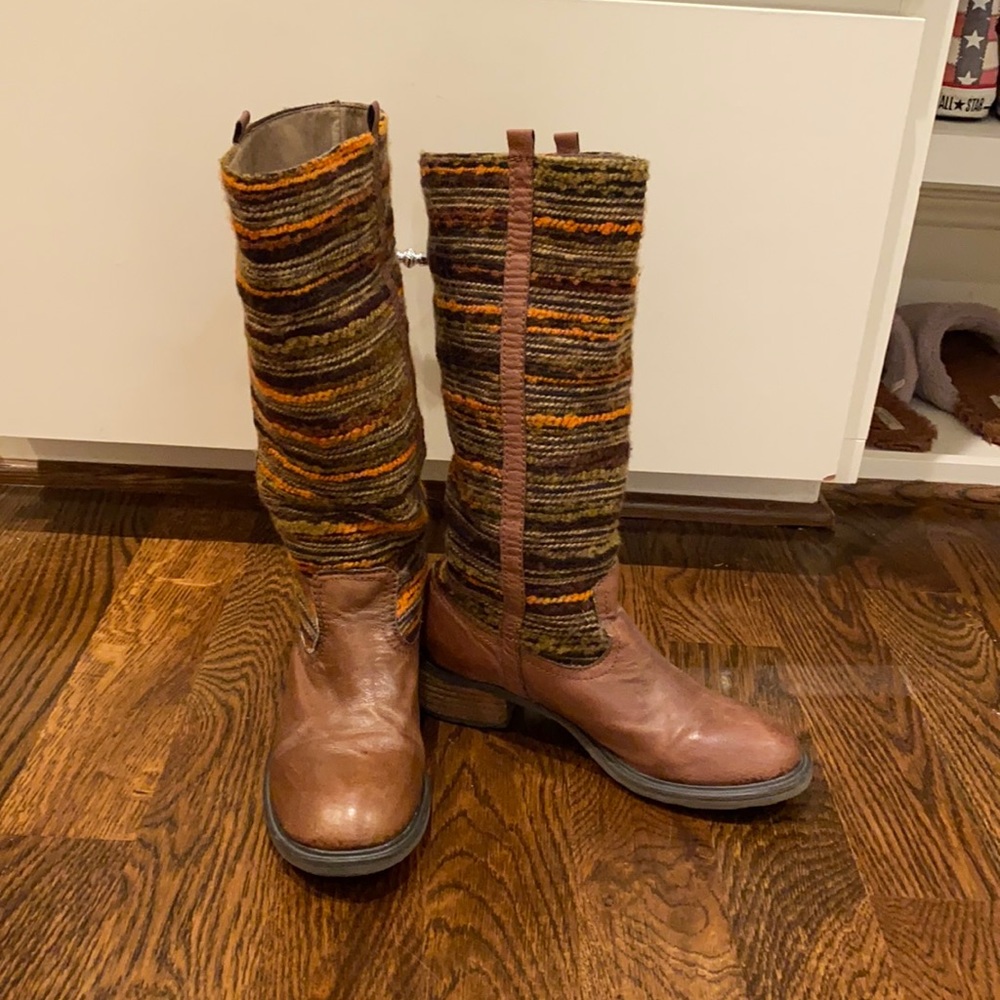 Leather and wool boots